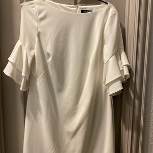Ralph Lauren White Ruffled sleeve Dress Size 10